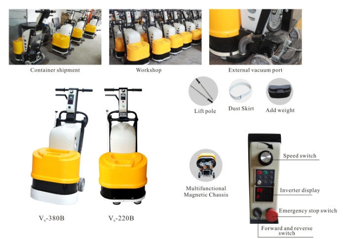 Single Phase Stone Floor Polisher Concrete Grinding Machine With Dust Skirt