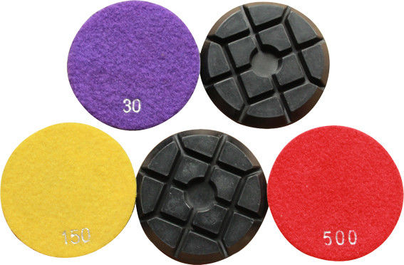 Black 4 &quot; Sharp Marble Stone Abrasive Diamond Resin Pads For Floor Leveling